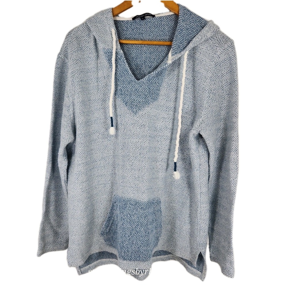 Ocean Drive Artisanal Baja Light Blue‎ Hoodie Pullover Sweatshirt Men's Large